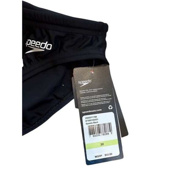Speedo Swim Briefs UPF Performance Training Beach Racing Black Size Mens 30 NWT - Picture 3 of 5